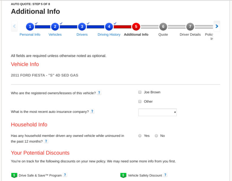 State Farm Auto Quote Additional Info