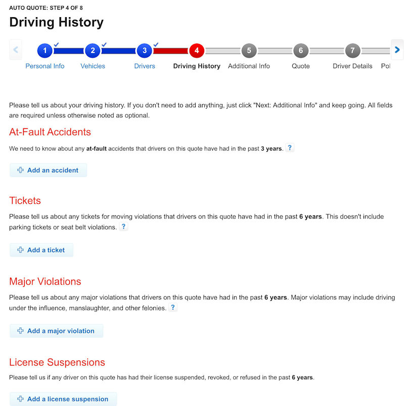 State Farm Auto Insurance Driver History